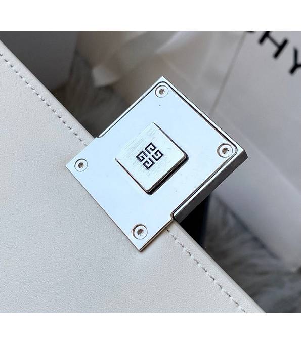 Givenchy 4G White Original Box Calfskin Leather Silver Chain 20cm Crossbody Bag-5