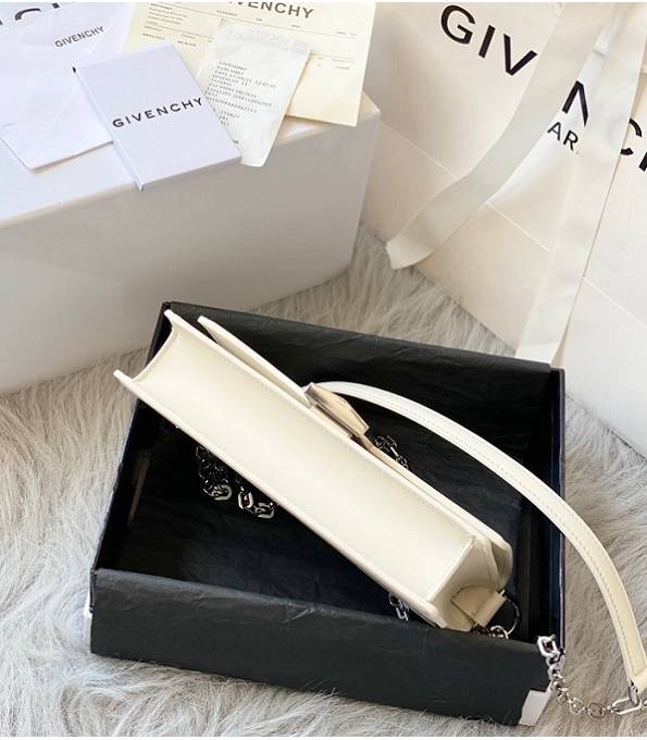 Givenchy 4G White Original Box Calfskin Leather Silver Chain 20cm Crossbody Bag-8