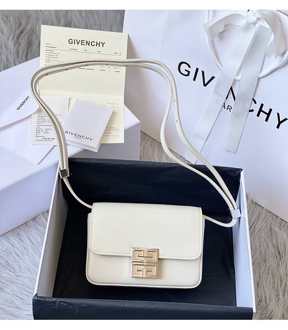 Givenchy 4G White Original Box Calfskin Leather Silver Metal 16cm Crossbody Bag