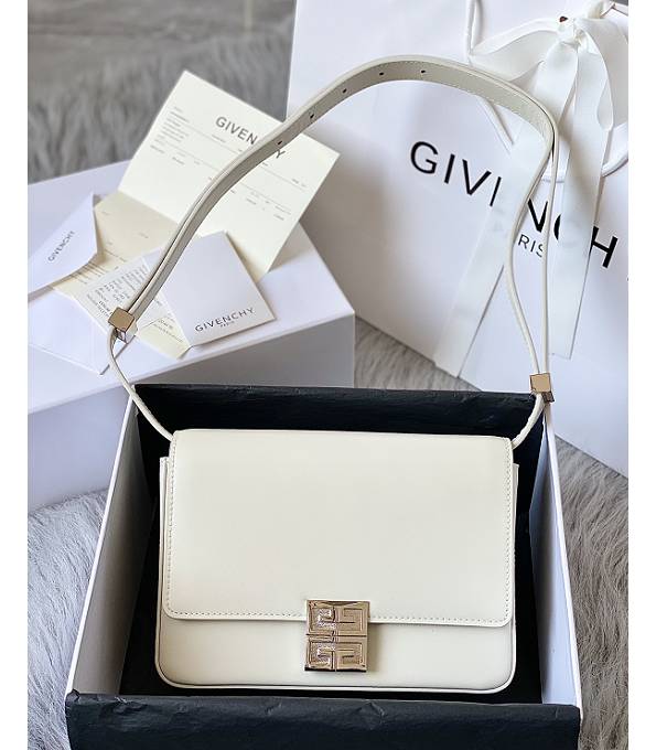 Givenchy 4G White Original Box Calfskin Leather Silver Metal 21cm Crossbody Bag