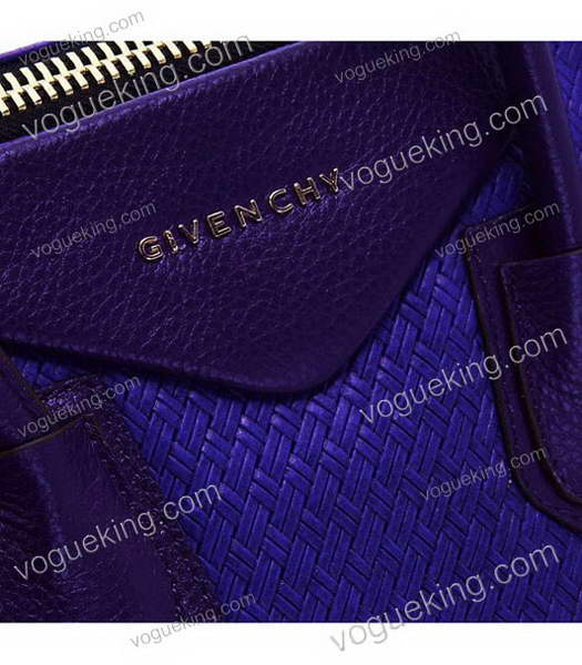 Givenchy Antigona Bag Embossing Weave Leather Dark Purple-4