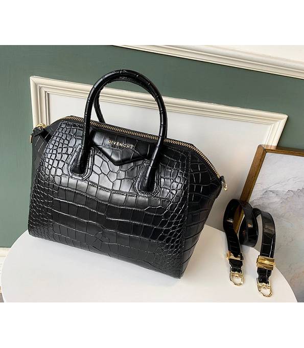 Givenchy Antigona Black Original Croc Veins Calfskin Leather 33cm Medium Tote Bag