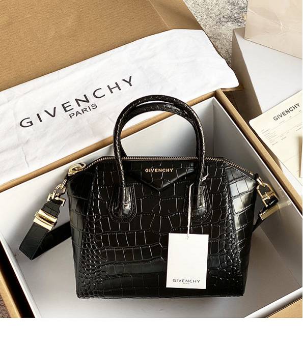 Givenchy Antigona Black Original Croc Veins Leather 28cm Small Tote Bag