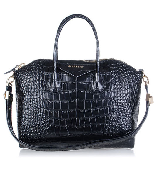 Givenchy Antigona Croc Veins Leather Bag in Black