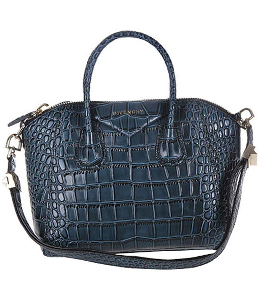 Givenchy Antigona Croc Veins Leather Bag in Sapphire Blue