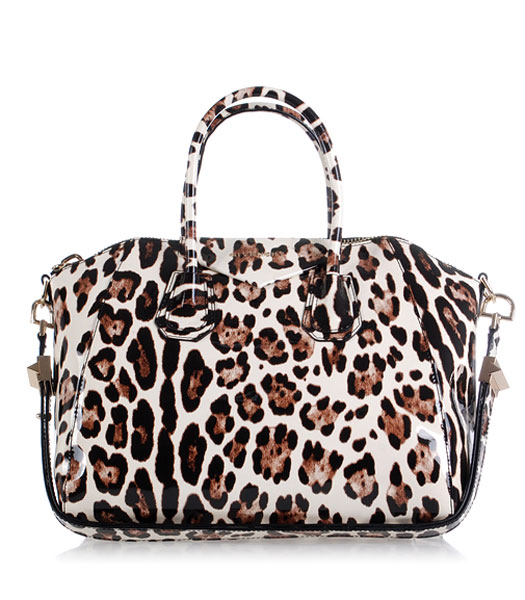 Givenchy Antigona Leopard Print Leather Bag in White