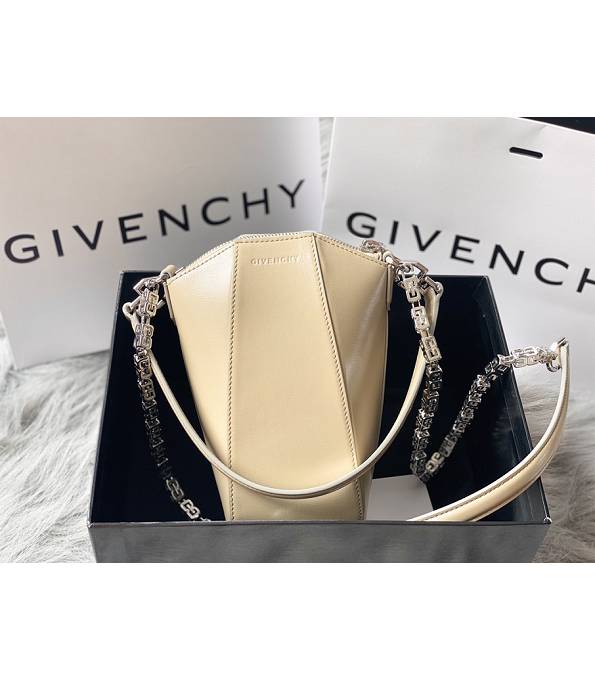Givenchy Antigona Lock Apricot Original Lambskin Leather Silver Chain Crossbody Bag