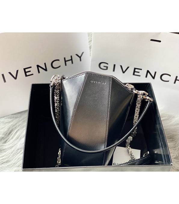 Givenchy Antigona Lock Black Original Lambskin Leather Silver Chain Crossbody Bag