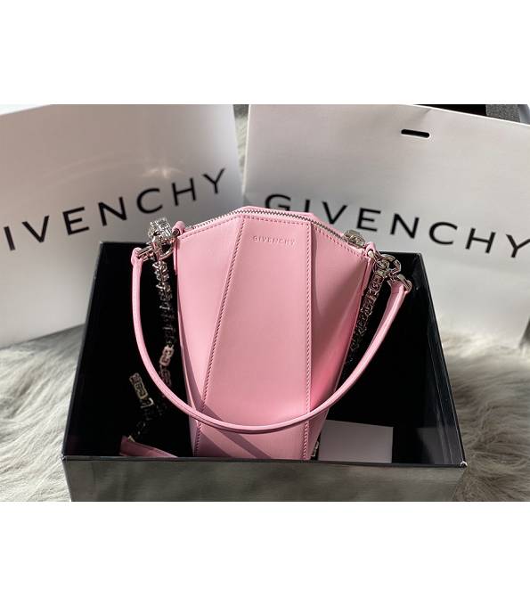 Givenchy Antigona Lock Cherry Pink Original Lambskin Leather Silver Chain Crossbody Bag