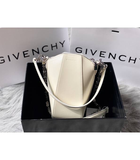 Givenchy Antigona Lock White Original Lambskin Leather Silver Chain Crossbody Bag