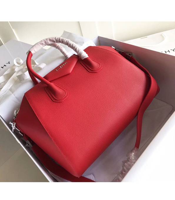 Givenchy Antigona Red Original Litchi Veins Leather Rivet 33cm Medium Tote Bag