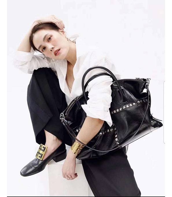 Givenchy Antigona Soft Black Original Oil Wax Leather Rivet 45cm Large Tote Bag