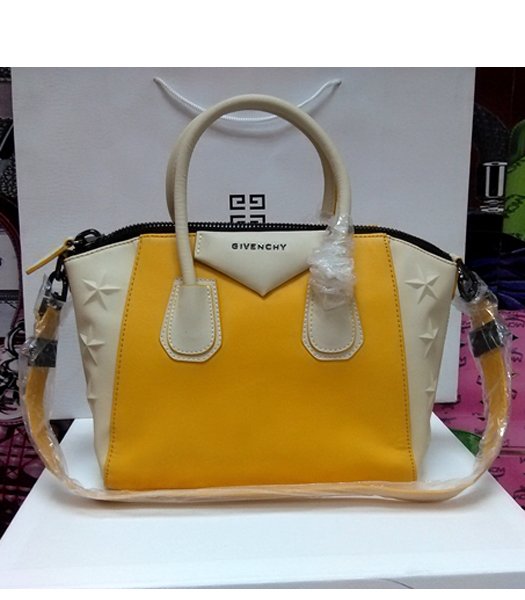 Givenchy Antigona Star Yellow With Offwhite Leather Bag