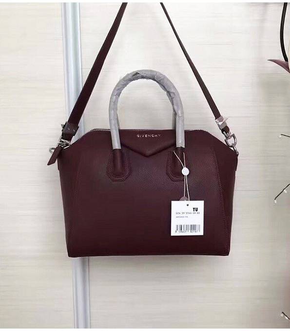 Givenchy Antigona Wine Red Original Grained Veins Lambskin Leather 28cm Small Tote Bag