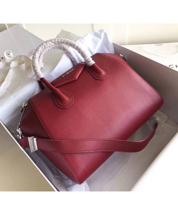 Givenchy Antigona Wine Red Original Litchi Veins Leather Rivet 33cm Medium Tote Bag