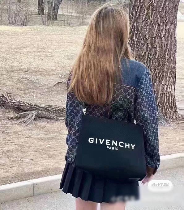 Givenchy Black Canvas With Original Leather Medium G Tote Shopping Bag