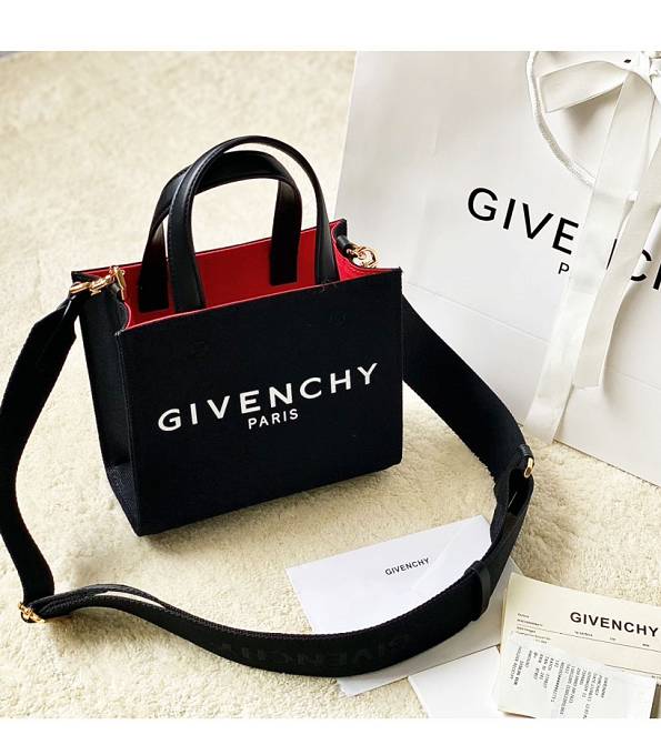 Givenchy Black Canvas With Original Leather Mini G Tote Shopping Bag