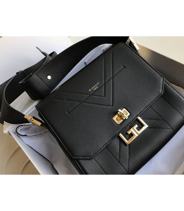 Givenchy Black Original Plain Veins Leather 24cm Small Eden Shoulder Bag