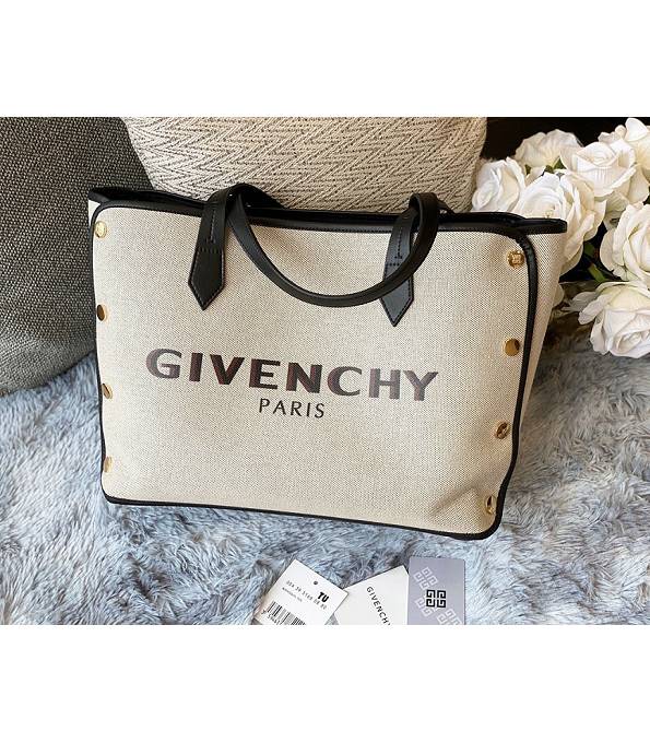 Givenchy Bond Canvas With Black Original Leather Large Tote Shopping Bag