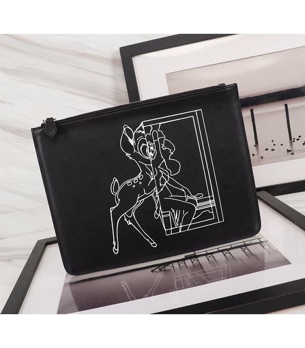 Givenchy Deer Black Original Real Leather Zipper Pouch