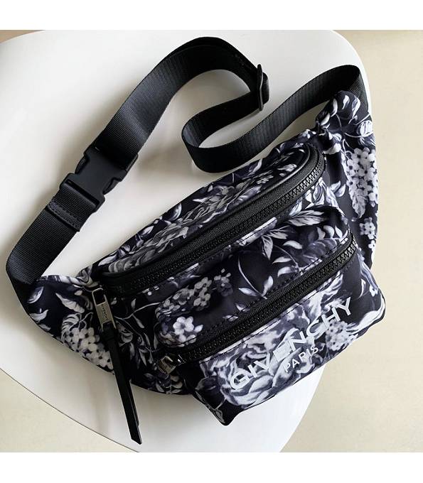 Givenchy Flower Printed Black Original Nylon 33cm Belt Bag