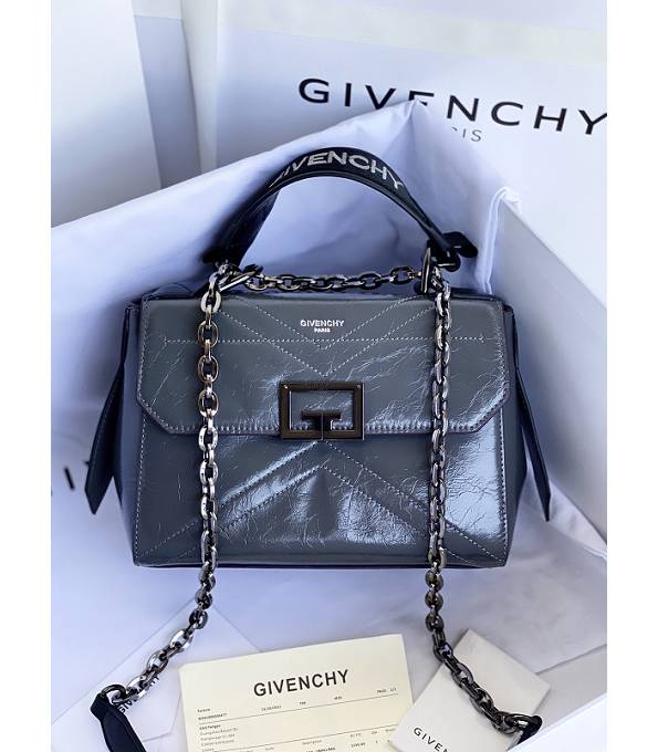 Givenchy Grey Original Aged Wrinkle Calfskin Leather Silver Metal Small ID Crossbody Bag-1