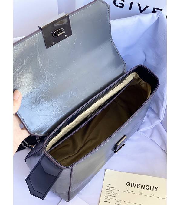 Givenchy Grey Original Aged Wrinkle Calfskin Leather Silver Metal Small ID Crossbody Bag-7