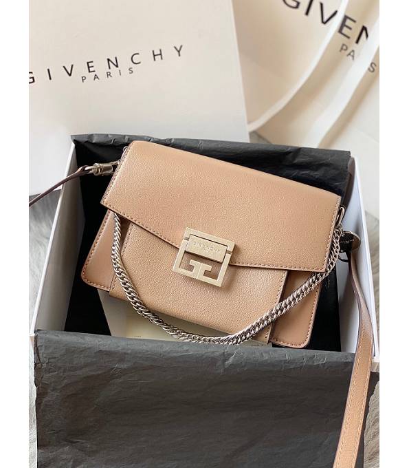 Givenchy GV3 Apricot Original Calfskin Leather Silver Metal Small Shoulder Bag