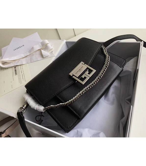 Givenchy GV3 Black Original Palm Veins Calfskin Leather Silver Metal Small Shoulder Bag