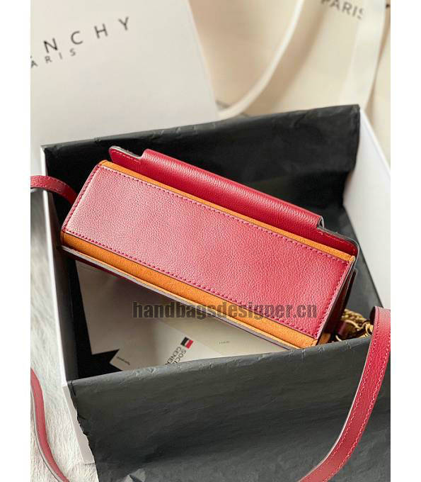 Givenchy GV3 Brown Scrub With Red Original Calfskin Leather Golden Metal Small Shoulder Bag-2