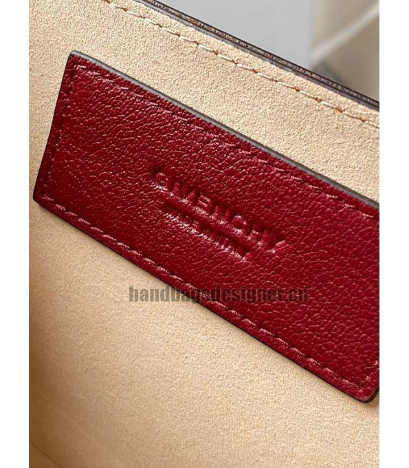 Givenchy GV3 Brown Scrub With Red Original Calfskin Leather Golden Metal Small Shoulder Bag-6