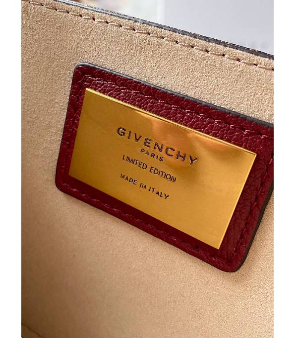 Givenchy GV3 Brown Scrub With Red Original Calfskin Leather Golden Metal Small Shoulder Bag-7