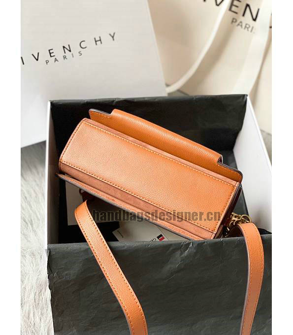 Givenchy GV3 Caramel Scrub With Original Calfskin Leather Golden Metal Small Shoulder Bag-4