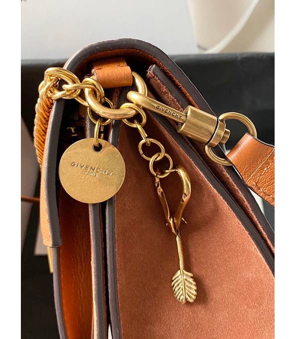 Givenchy GV3 Caramel Scrub With Original Calfskin Leather Golden Metal Small Shoulder Bag-5