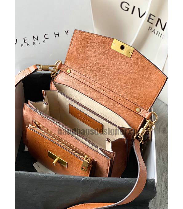 Givenchy GV3 Caramel Scrub With Original Calfskin Leather Golden Metal Small Shoulder Bag-6