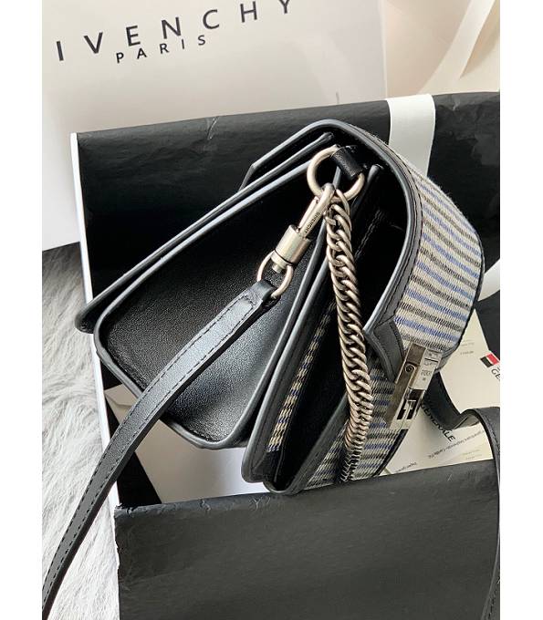 Givenchy GV3 Grey Velvet With Black Original Calfskin Leather Silver Metal Small Shoulder Bag-1