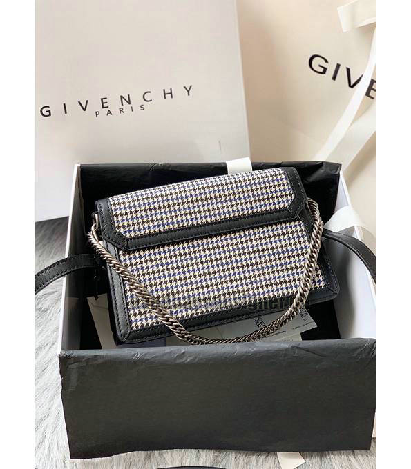 Givenchy GV3 Grey Velvet With Black Original Calfskin Leather Silver Metal Small Shoulder Bag-2