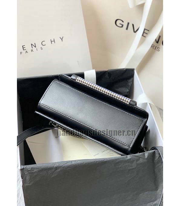 Givenchy GV3 Grey Velvet With Black Original Calfskin Leather Silver Metal Small Shoulder Bag-3