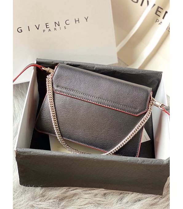 Givenchy GV3 Red Scrub With Black Original Calfskin Leather Silver Metal Small Shoulder Bag-1