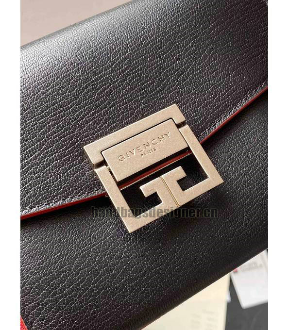 Givenchy GV3 Red Scrub With Black Original Calfskin Leather Silver Metal Small Shoulder Bag-4