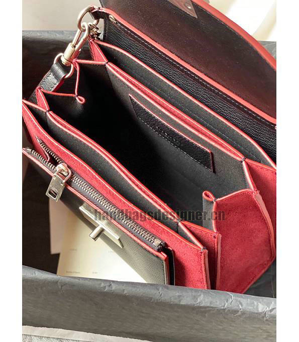 Givenchy GV3 Red Scrub With Black Original Calfskin Leather Silver Metal Small Shoulder Bag-6
