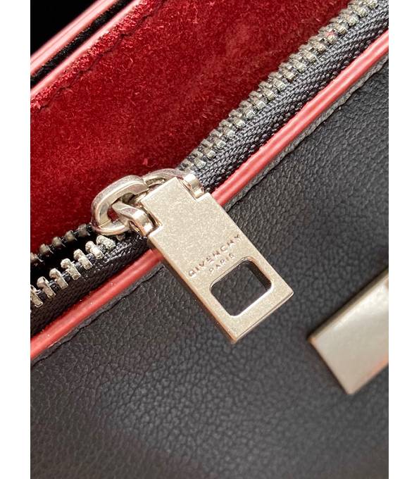 Givenchy GV3 Red Scrub With Black Original Calfskin Leather Silver Metal Small Shoulder Bag-8