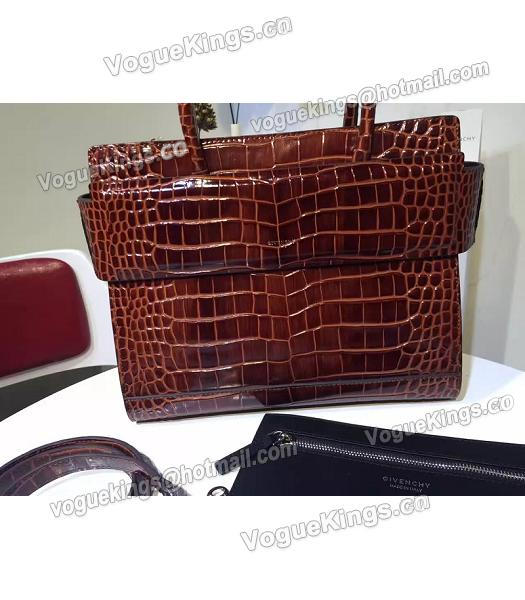 Givenchy Horizon 28cm Coffee Leather Croc Veins Top Handle Bag-1