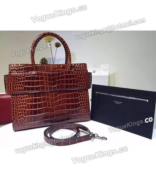 Givenchy Horizon 28cm Coffee Leather Croc Veins Top Handle Bag-2