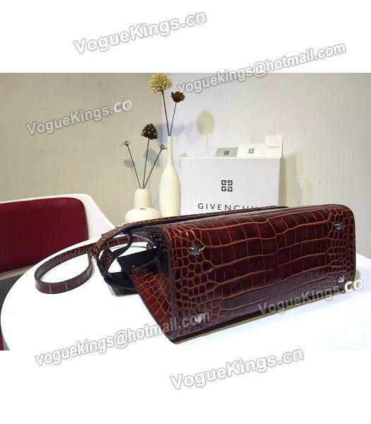 Givenchy Horizon 28cm Coffee Leather Croc Veins Top Handle Bag-6