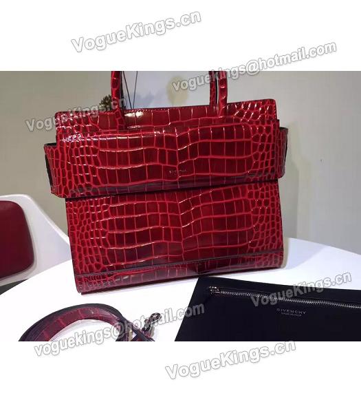 Givenchy Horizon 28cm Red Leather Croc Veins Top Handle Bag-3