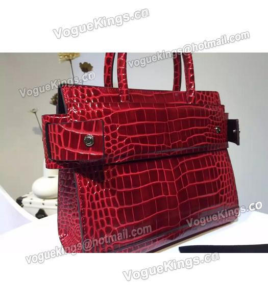 Givenchy Horizon 28cm Red Leather Croc Veins Top Handle Bag-4