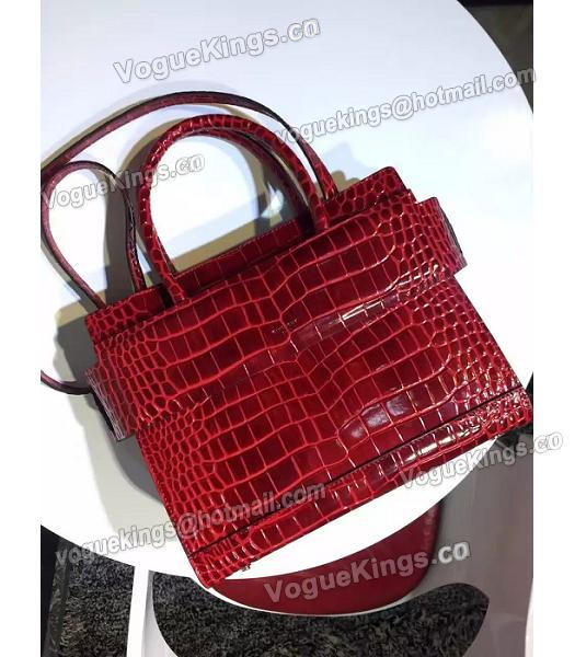Givenchy Horizon 28cm Red Leather Croc Veins Top Handle Bag-5