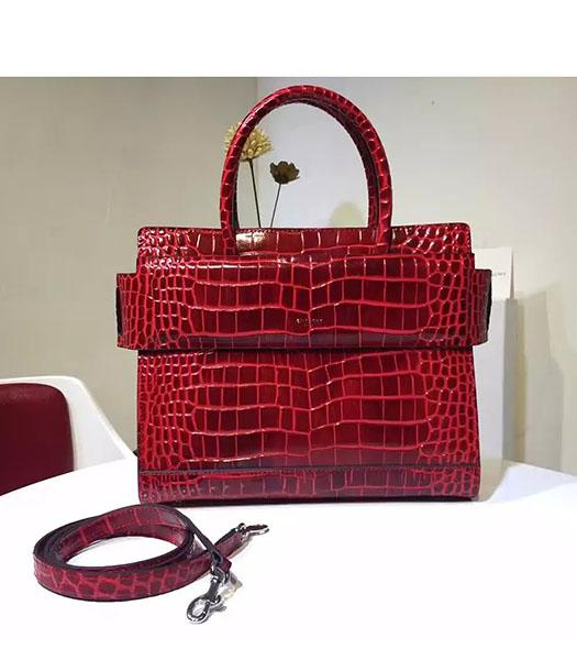 Givenchy Horizon 28cm Red Leather Croc Veins Top Handle Bag