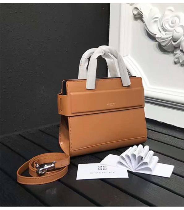 Givenchy Horizon Caramel Original Plain Calfskin Leather 21cm Top Handle Shoulder Bag